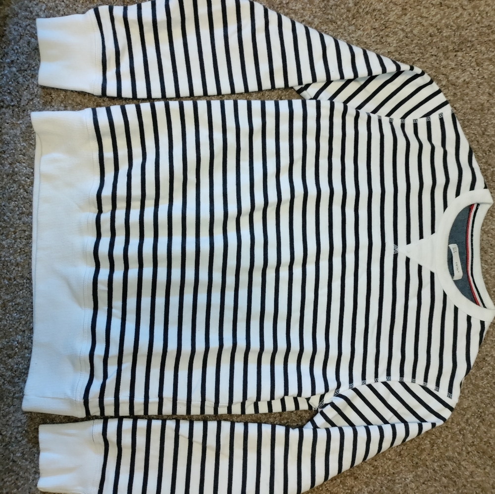 Celio Striped Navy Blue and White Sweater